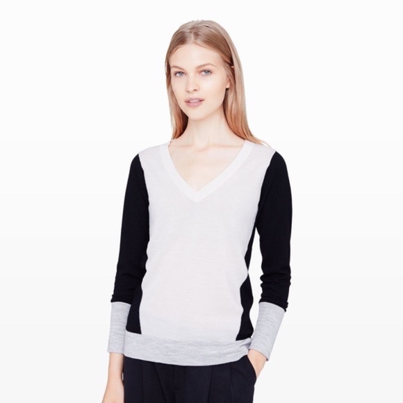 Club Monaco Agnes Merino Wool Colour Block Sweater, XS - Picture 1 of 11